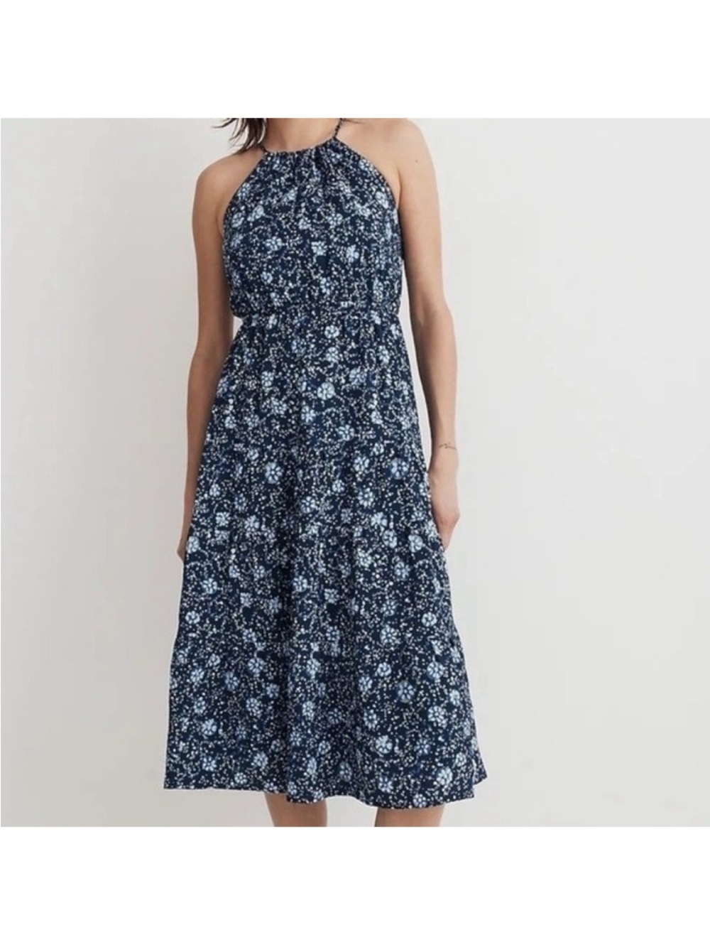 Madewell Cross Back Halter Midi Dress in Vineyard Medallion Size S